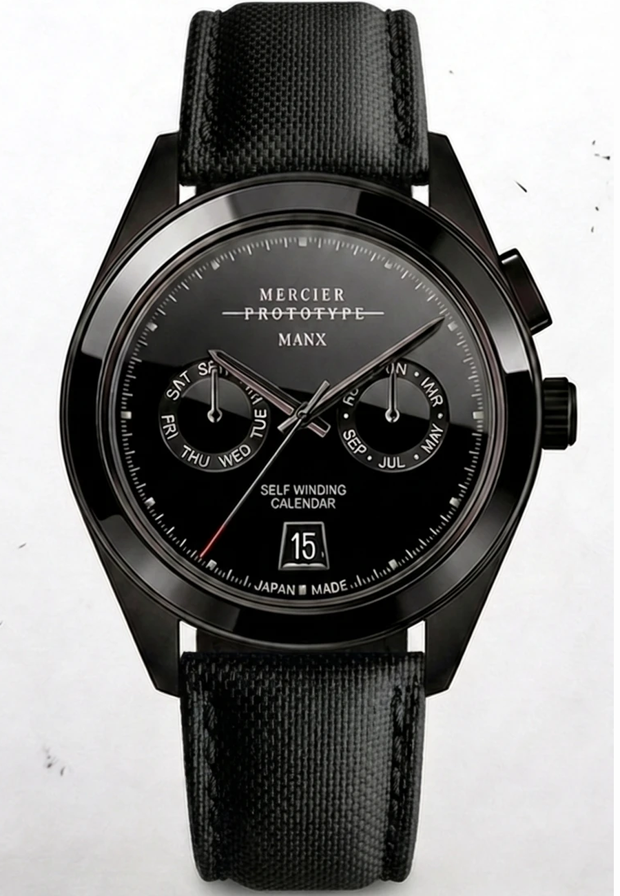 Manx Noir, black Self Winding Calendar dial