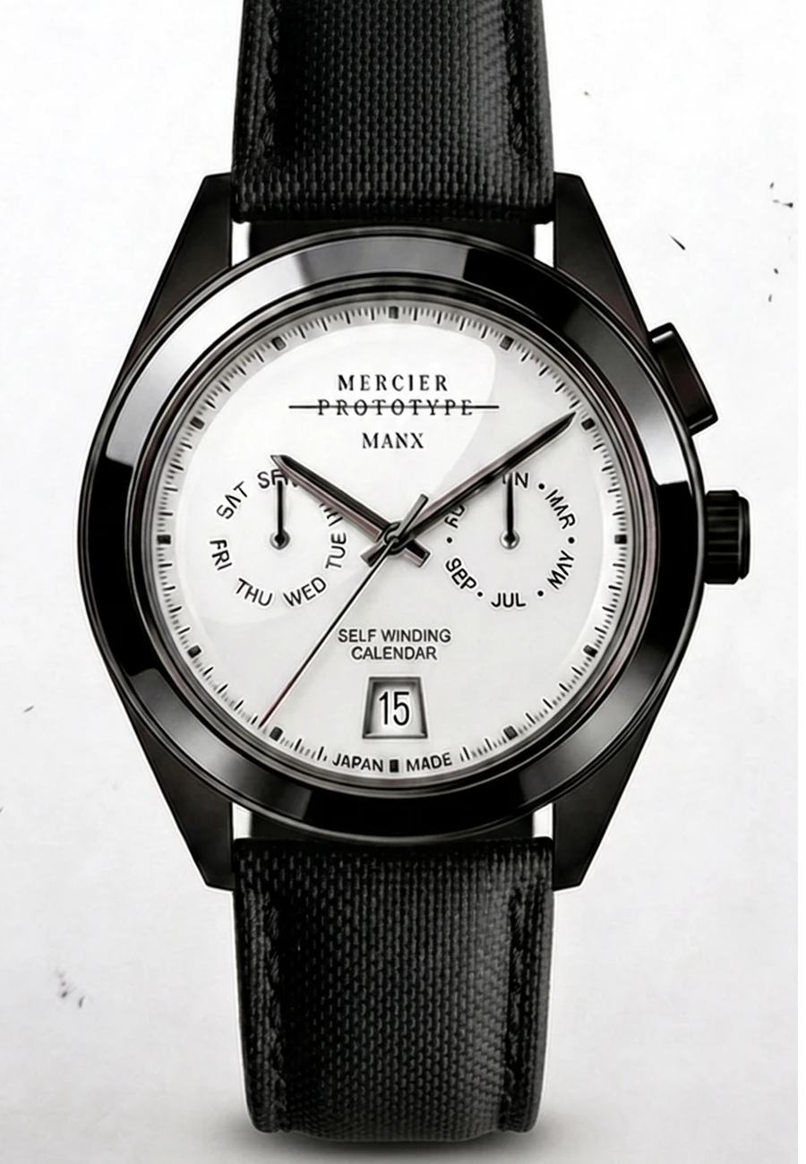 Manx Blanc, white Self Winding Calendar dial